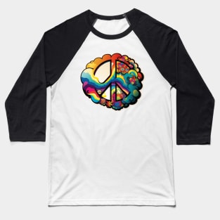 Groovy Psychedelic Peace Sign Baseball T-Shirt